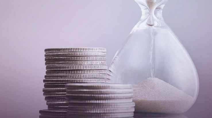 hourglass | coins | sand | mauve | glass